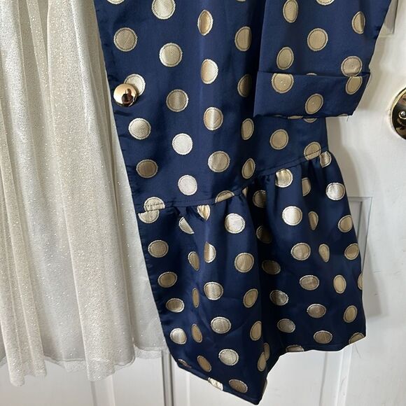 SWEET HEART ROSE NAVY & GOLD MATCHING COAT & DRESS - Picture 2 of 12